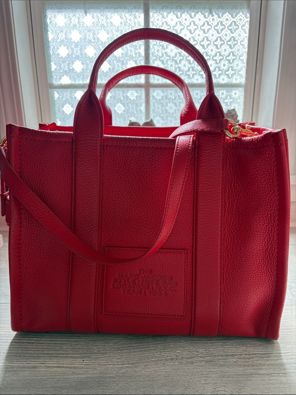 Marc Jacobs Red Leather 'The Tote Bag' Small Top-Handle Tote - Picture 7 of 7